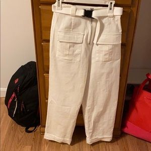 PRINCESS POLLY white buckle belted pants